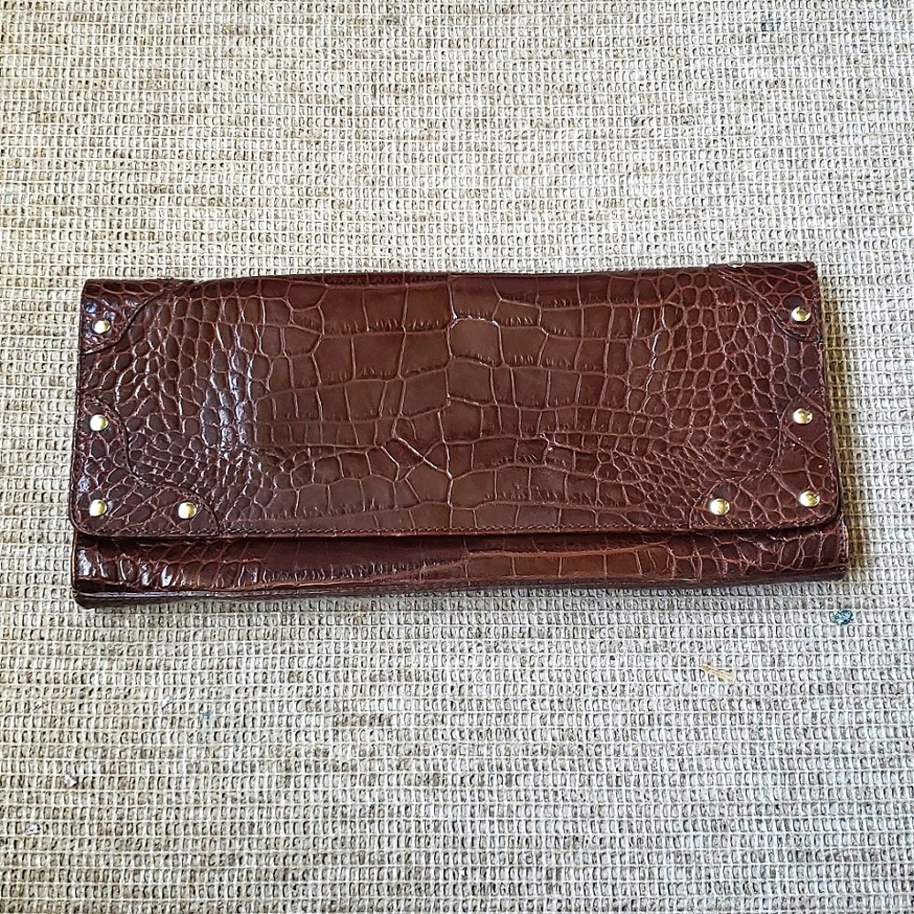 Claudia Firenze Crocodile Embossed Leather Clutch